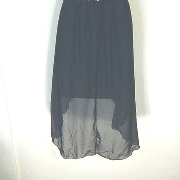 Shirred Dress strapless tube Midi high low Western geometric black white Boho - Picture 6 of 8